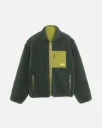 Stussy Sherpa Reversible Jacket Dark Green