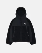 Stussy Sherpa Paneled Hooded Jacket Black